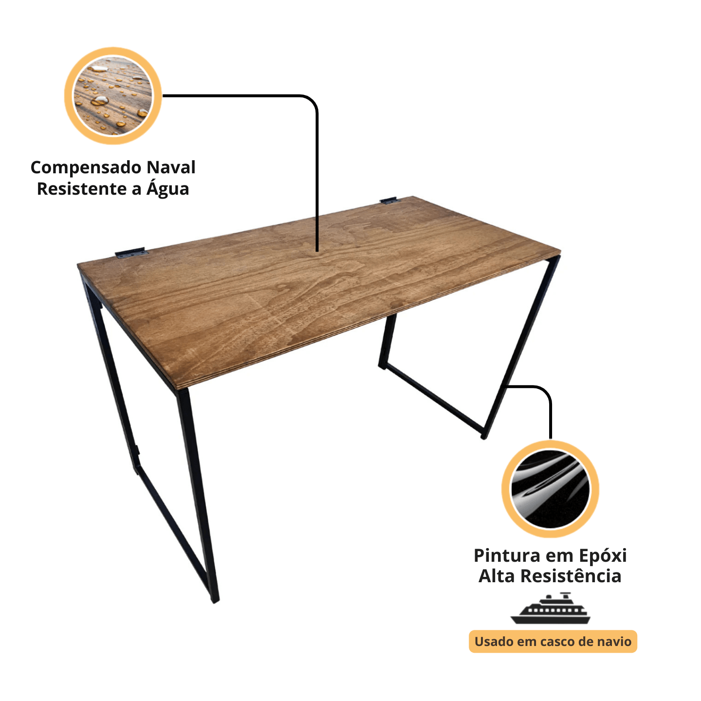 Mesa Dobrável Estilo Industrial Ônix
