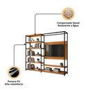 Estante Rack para TV com Painel e Nichos Estilo Industrial Dubai