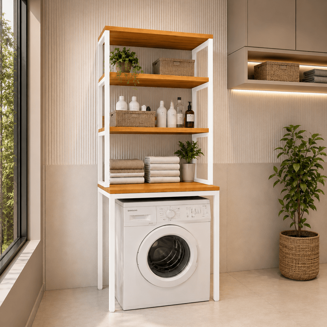 Armário Estilo Industrial para Máquina de Lavar Versa
