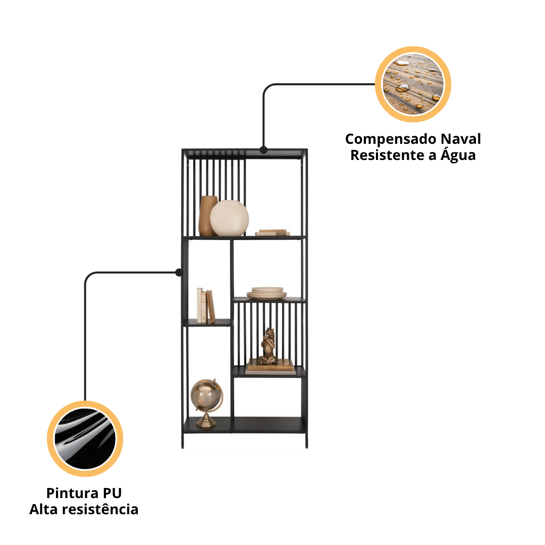 Estante Industrial Luxury Mdf Preto