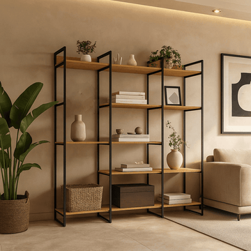 Estante Industrial Prisma – Design com Personalidade em Aço e Compensado Naval