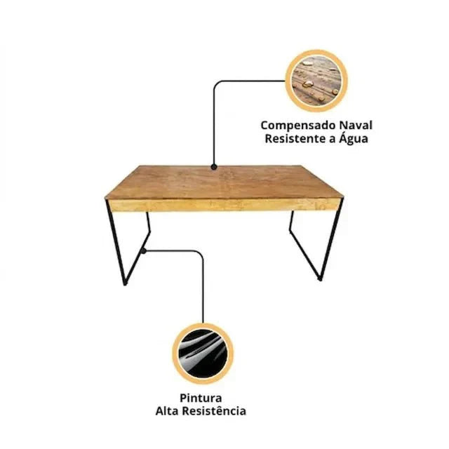 Mesa De Jantar Estilo Industrial Rústica