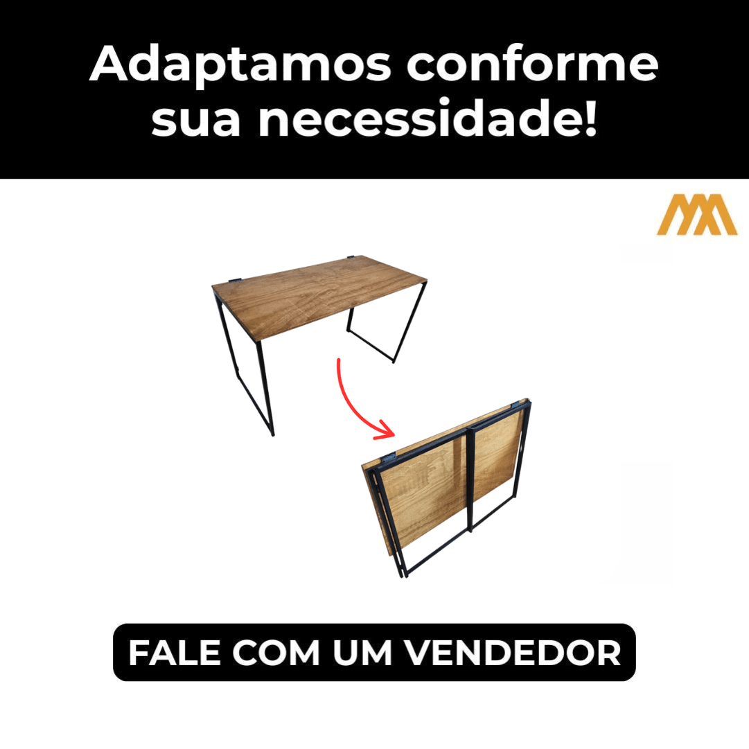 Mesa Dobrável Estilo Industrial Ônix